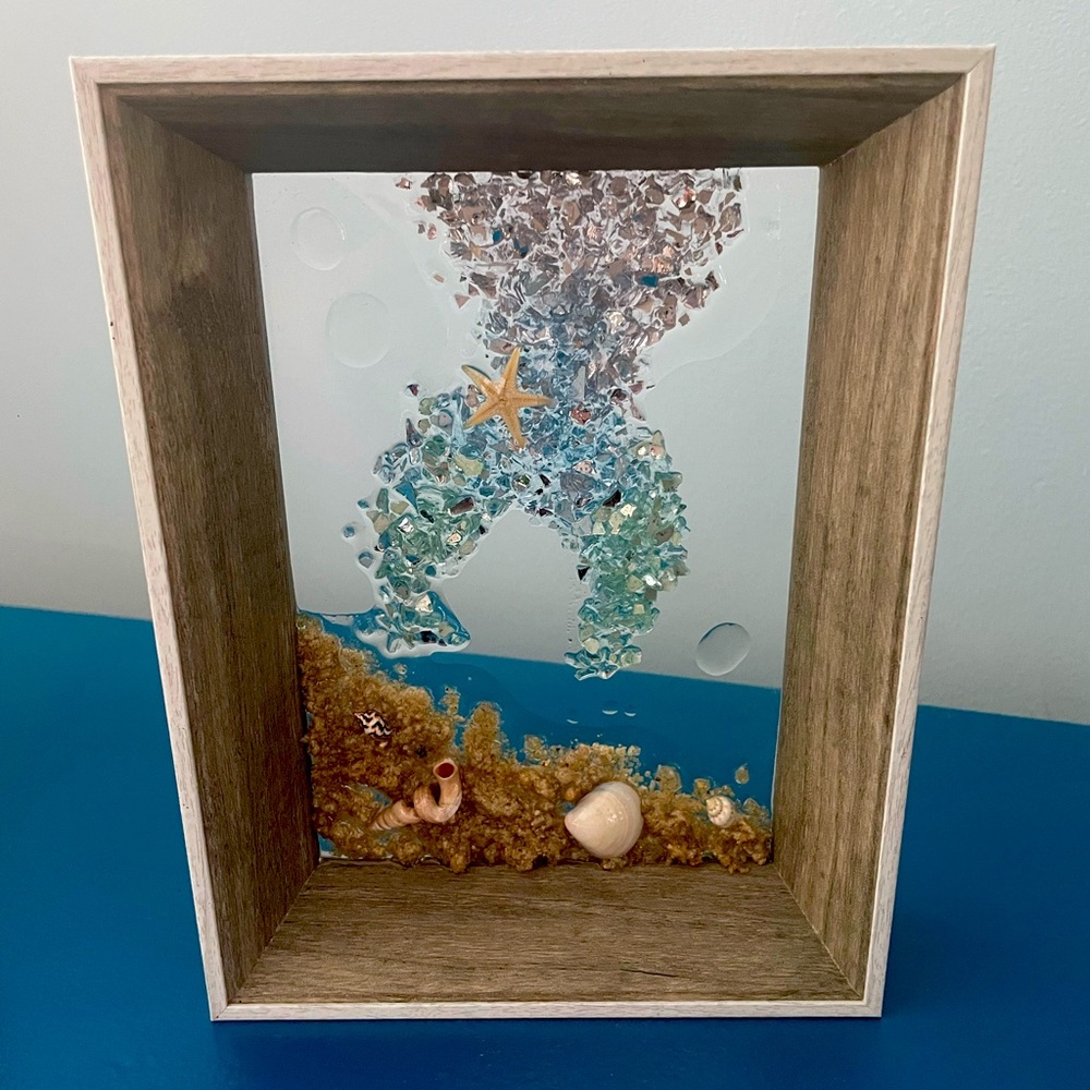 5*7 crushed sea glass mermaid tail